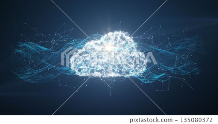 Composite image of glowing cloud and connecting lines 135080372