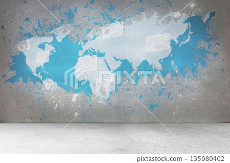 Splash on wall revealing international email concept 135080402