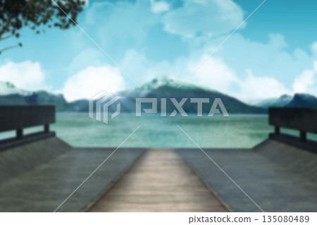 Boat dock by lake against cloudy sky 135080489
