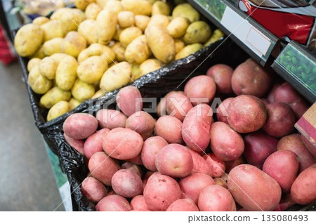 High angle view of potatoes at supermarket 135080493