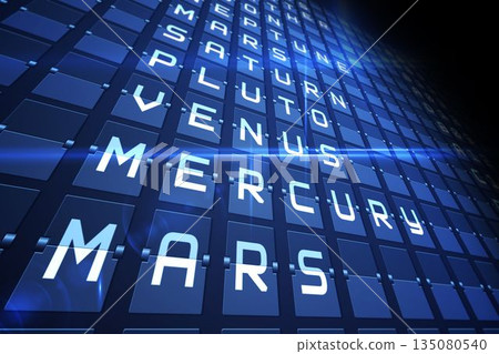 Blue departures board for space travel Blue departures board for space travel 135080540