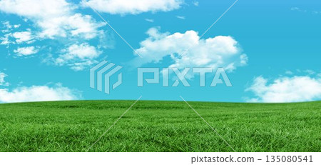 Grassy green landscape against sky Grassy green landscape against sky 135080541
