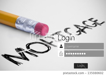Graphic image of mortgage text on paper 135080602
