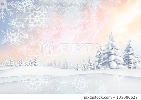 Snowy landscape with fir trees Snowy landscape with fir trees 135080622