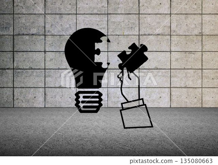 Light bulb puzzle in grey room 135080663