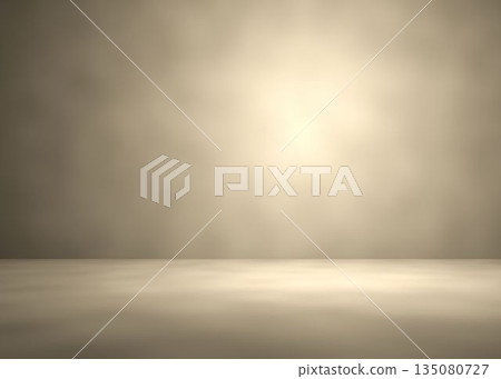 Scene is showing continuous beige studio backdrop and floor in 3D render under soft central light Scene is showing continuous beige studio backdrop and floor in 3D render under soft central light 135080727