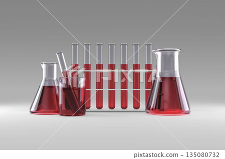 Laboratory flask with chemical solutions Laboratory flask with chemical solutions 135080732