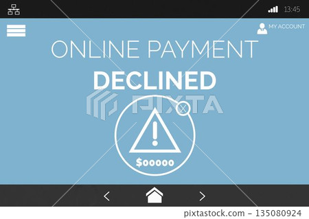 Online payment text on blue phone screen 135080924