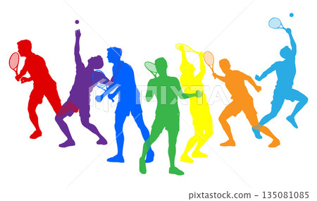 Silhouette Tennis Men Male Players Silhouettes 135081085