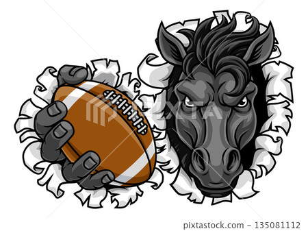 Horse Mustang Stallion Football Sports Team Mascot Horse Mustang Stallion Football Sports Team Mascot 135081112