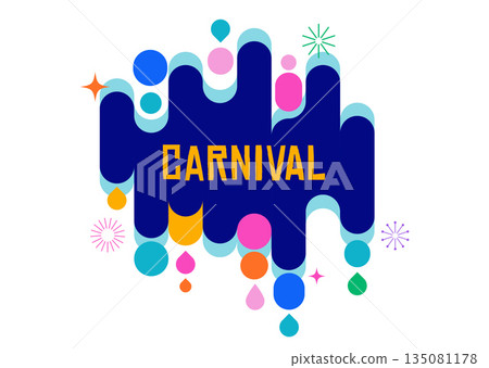Colorful carnival and music festival poster and banner with abstract geometric shapes  135081178