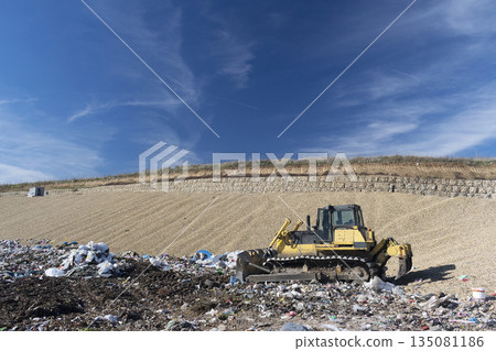 Pollution concept. Garbage pile in trash dump or landfill 135081186