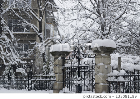 Winter tale in the town of northern Bulgaria 135081189
