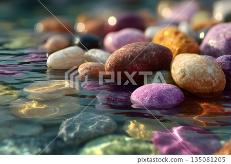 River stone texture in clear water 135081205