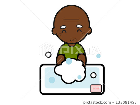 黑人祖父洗手的插圖 黑人祖父洗手的插圖 135081455