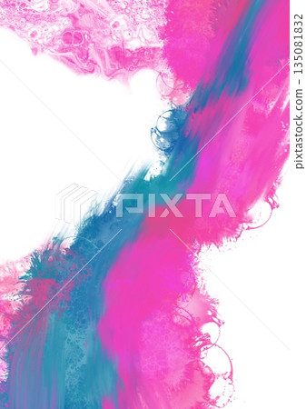Vibrant Pink Blue Abstract Paint Flow 135081832