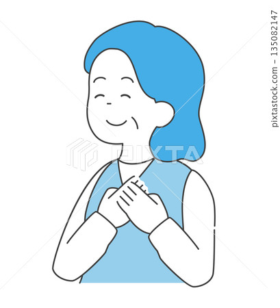 Illustration of a relieved senior woman - Vector Illustration of a relieved senior woman - Vector 135082147