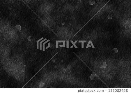 Rain streaks and semi transparent water droplets are falling across dark monochrome flat design 135082458