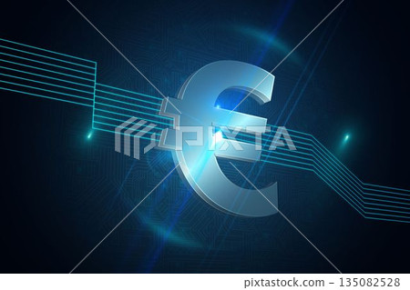 Euro sign on technical background Euro sign on technical background 135082528