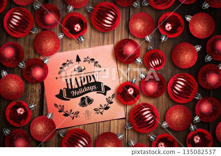 Christmas card with baubles Christmas card with baubles 135082537