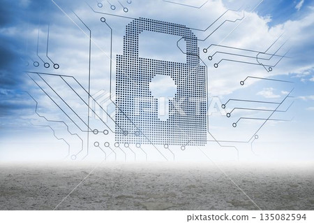 Circuit board lock grapic in desert 135082594