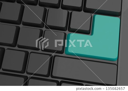 Black keyboard with blue key Black keyboard with blue key 135082657