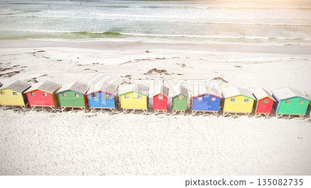 Colorful wooden houses on sand 135082735