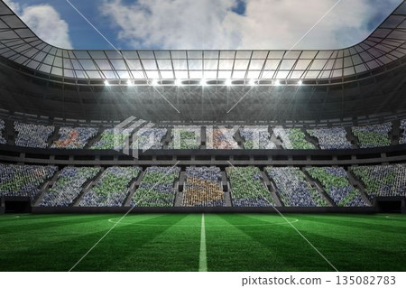 Large football stadium under spotlights 135082783