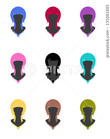 Colorful hair color illustration set 135082885