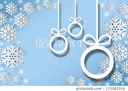 Hanging christmas decorations on blue Hanging christmas decorations on blue 135082916