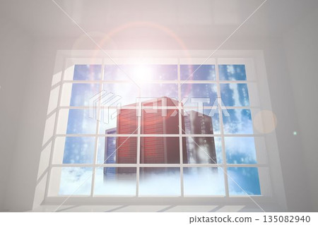 Server tower seen through window Server tower seen through window 135082940
