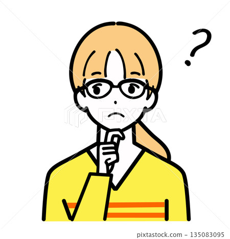 一位戴著眼鏡、神情憂慮的女士的插圖 135083095