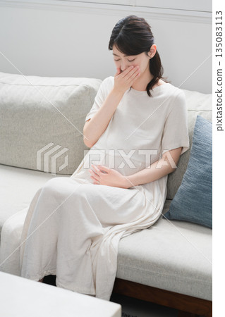 孕婦在沙發上放鬆 — 生活風格形象 孕婦在沙發上放鬆 — 生活風格形象 135083113