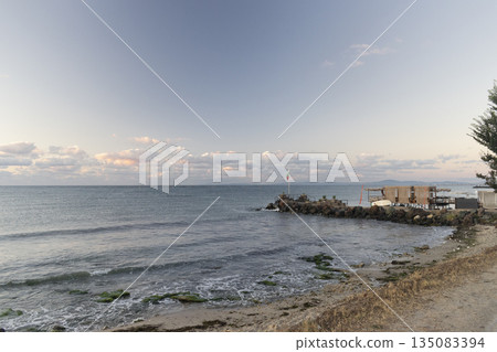 Sunrise on the beach in Ravda resort in Bulgaria Sunrise on the beach in Ravda resort in Bulgaria 135083394