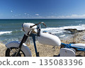 Retro cross bike on the beach in Ravda resort in Bulgaria 135083396