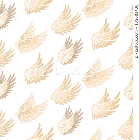 Vector seamless pattern with bird wings on white background. Texture with angel wings Vector seamless pattern with bird wings on white background. Texture with angel wings 135083430