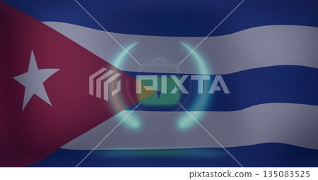 Displaying translucent green padlock icon representing encryption over Cuban flag, with cyan arcs Displaying translucent green padlock icon representing encryption over Cuban flag, with cyan arcs 135083525
