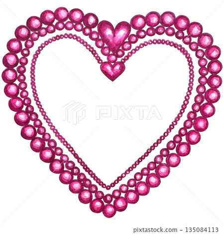 Watercolor pink heart for valentine's day, mother's day, friends, girlfriends. Concept of love, relationship, art, painting. Hand drawn art. Watercolor pink heart for valentine's day, mother's day, friends, girlfriends. Concept of love, relationship, art, painting. Hand drawn art. 135084113
