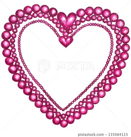 Watercolor pink heart for valentine's day, mother's day, friends, girlfriends. Concept of love, relationship, art, painting. Hand drawn art. 135084115