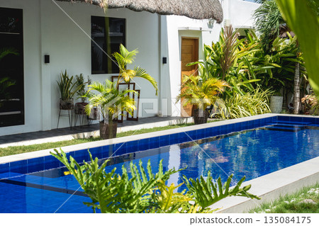 Tropical Resort Pool with Blue Tiles. Panglao, Philippines Tropical Resort Pool with Blue Tiles. Panglao, Philippines 135084175