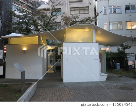 夜晚燈光璀璨的惠比壽東公園廁所(東京廁所) 夜晚燈光璀璨的惠比壽東公園廁所(東京廁所) 135084545