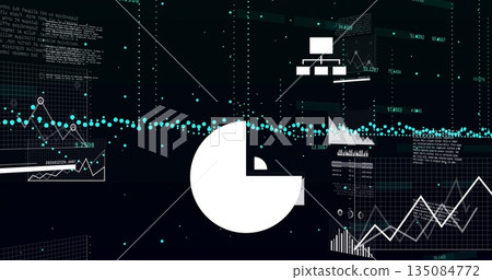 Displaying digital interface showing charts, icons, readouts and turquoise point cloud, copy space Displaying digital interface showing charts, icons, readouts and turquoise point cloud, copy space 135084772