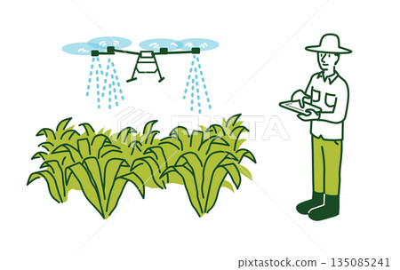 Farmers spraying pesticides 135085241