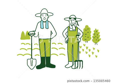 A couple standing in front of a field 135085460