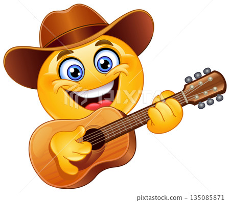 Cowboy Emoticon Playing Guitar 135085871