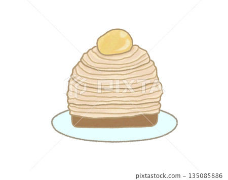 Hand-drawn illustration of Mont Blanc on a plate Hand-drawn illustration of Mont Blanc on a plate 135085886