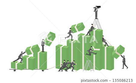 Financial growth concept with business people stacking money chart 135086213