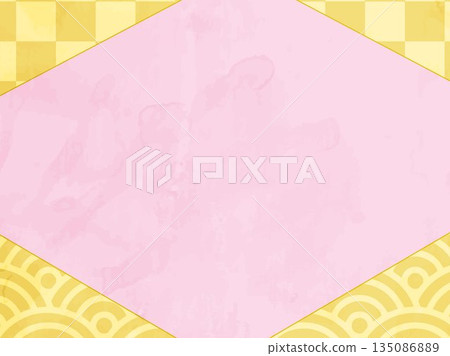 新年賀卡，新年，兔子，日式風格，日式圖案，背景，濃重的線條，卡通，黃色，淺色 135086889