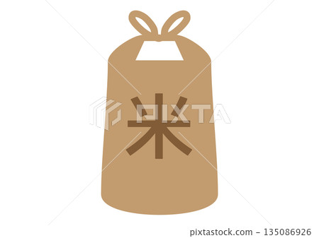 Flat icon of a bag of rice with the word "rice" written on it, images of new rice, hometown tax donations, agriculture, harvesting, and food education Flat icon of a bag of rice with the word "rice" written on it, images of new rice, hometown tax donations, agriculture, harvesting, and food education 135086926