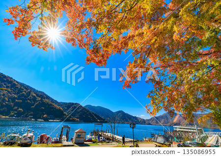 秋季的栃木縣日光市中禪寺湖(湖邊楓葉) 秋季的栃木縣日光市中禪寺湖(湖邊楓葉) 135086955